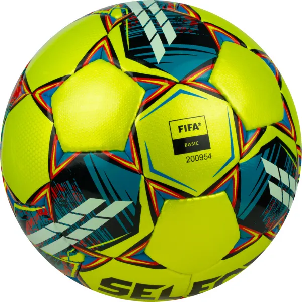 Мяч футзал. SELECT Futsal Mimas, 1053460550, р.4,FIFA Basic, 32 пан, гл.ПУ, руч.сш, жел-сине-красный за 6&nbsp;303.60 ₽ в Курске
