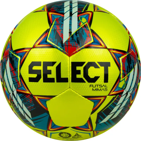 Мяч футзал. SELECT Futsal Mimas, 1053460550, р.4,FIFA Basic, 32 пан, гл.ПУ, руч.сш, жел-сине-красный за 6&nbsp;303.60 ₽ в Курске